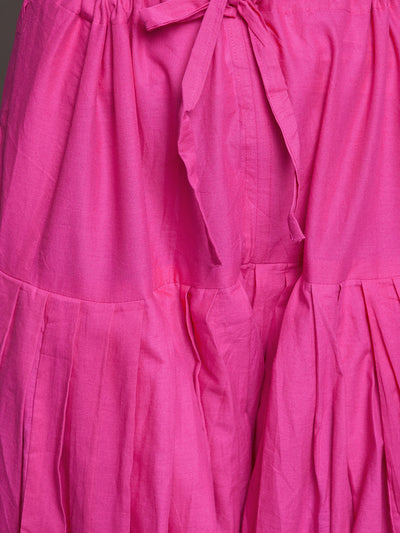 Pink Cotton Plain Patiala with Dupatta