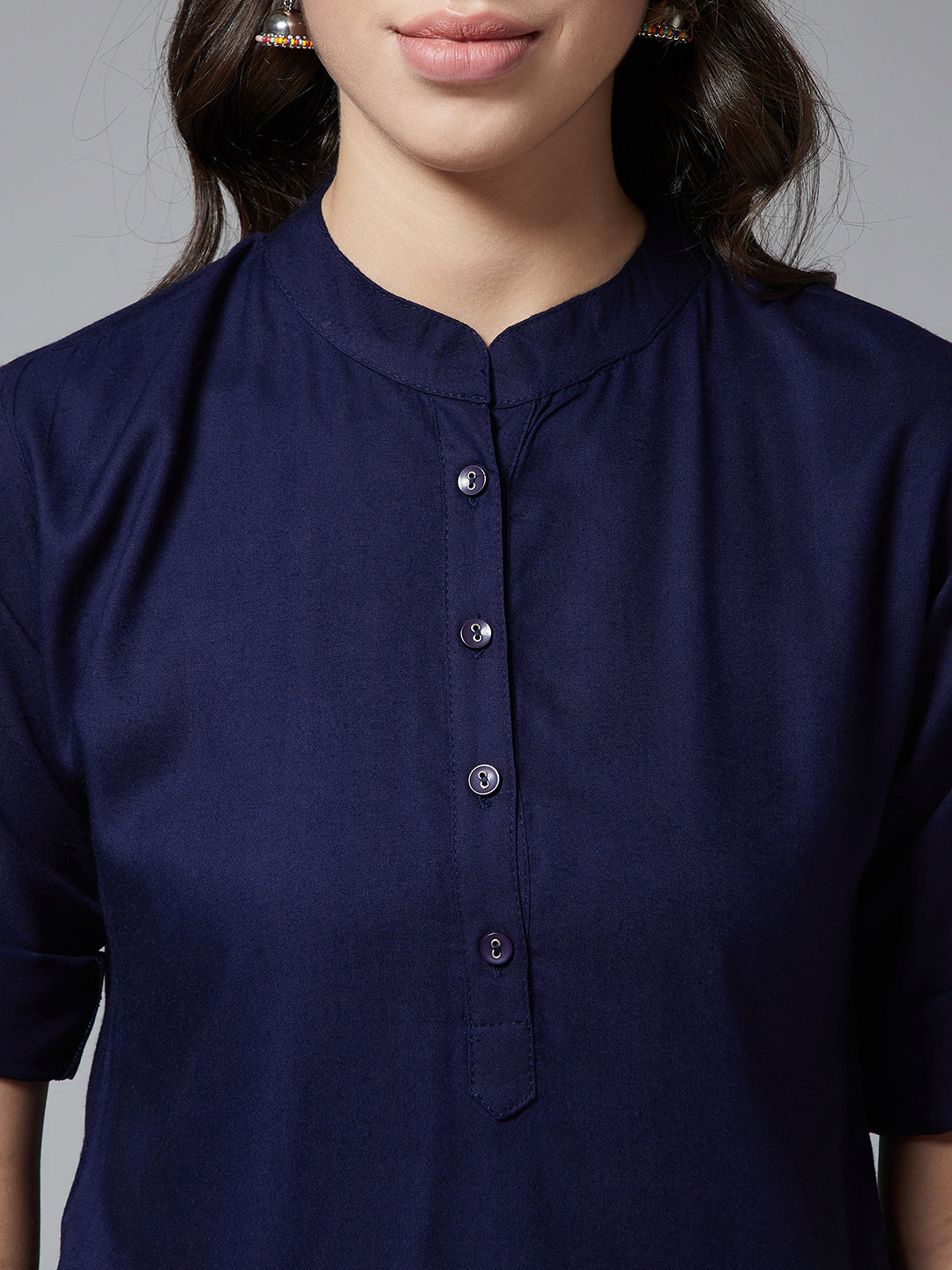 Damask Print Patiala with Navy Blue Kurti Set