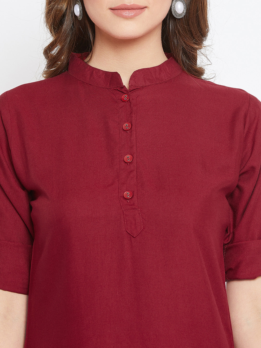 Maroon Solid Color Kurti M 36"