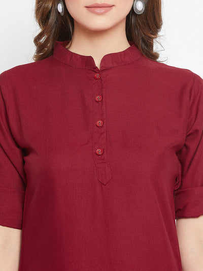 Maroon Solid Color Kurti M 36"