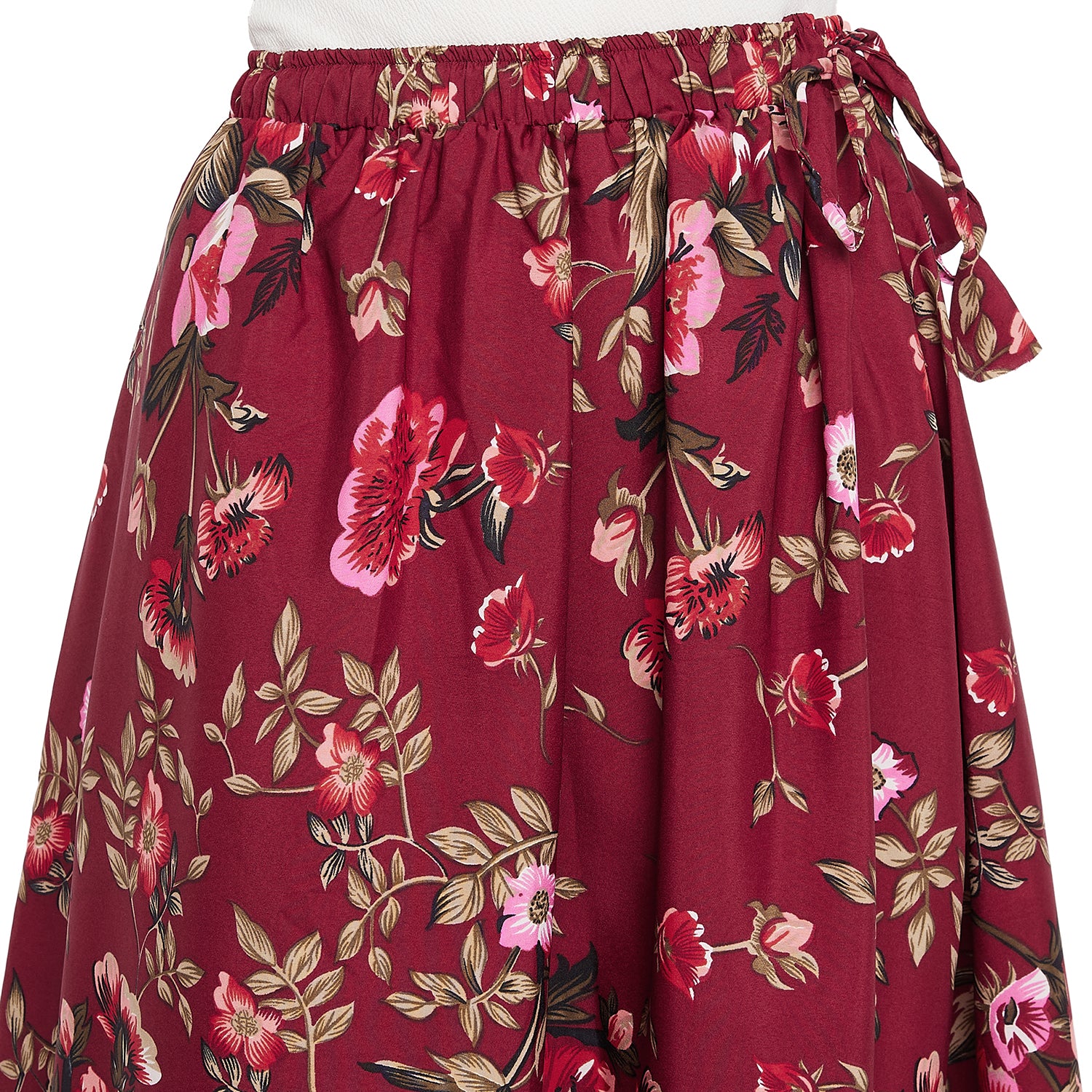 Maroon Pink Blossom Floral Skirt