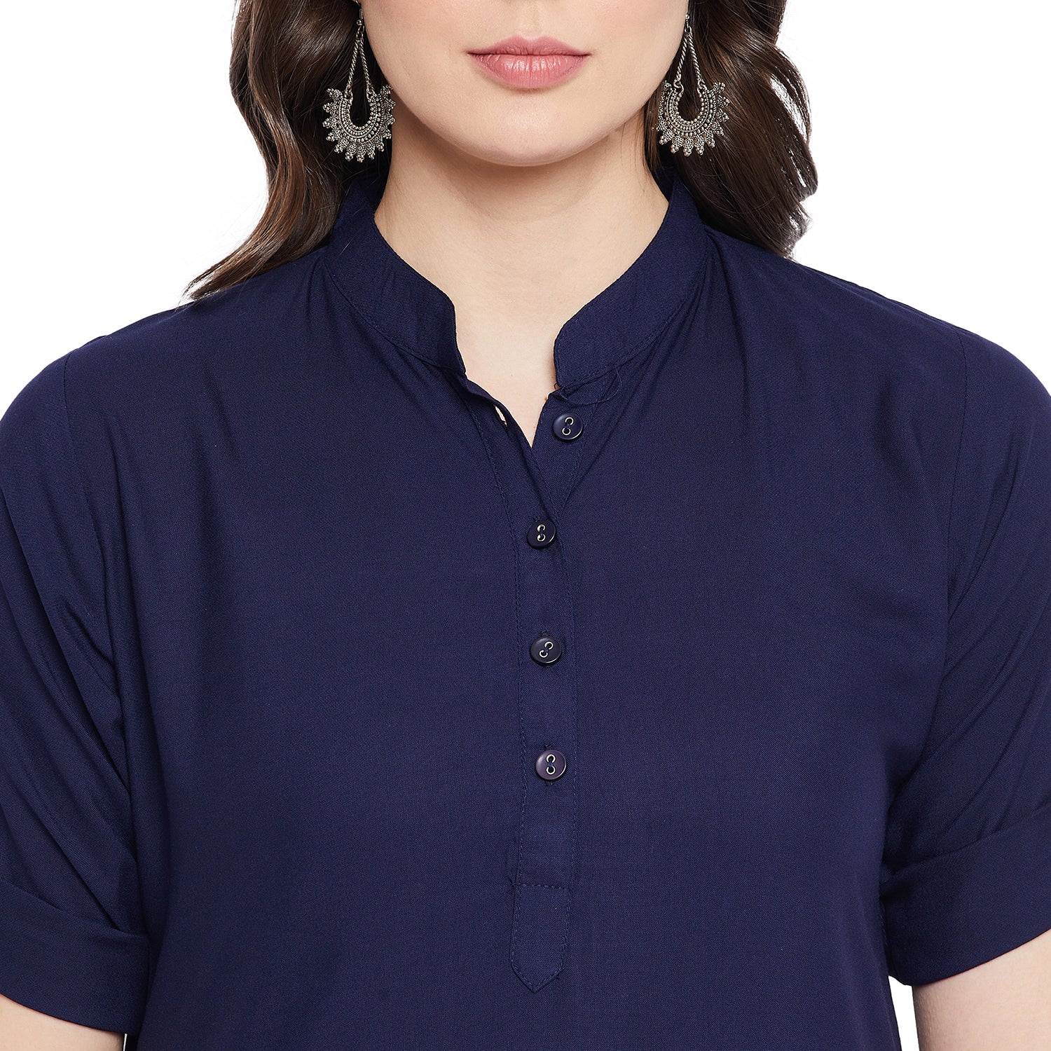 Navy Blue Solid Color Kurti
