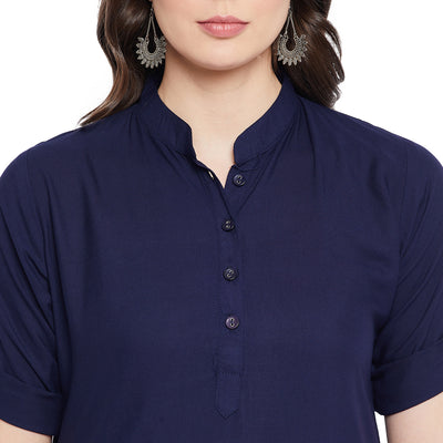 Navy Blue Solid Color Kurti XXL 36"