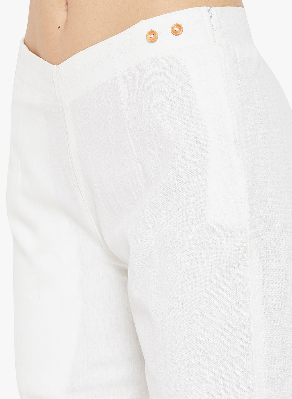 White Cotton Slub Pants