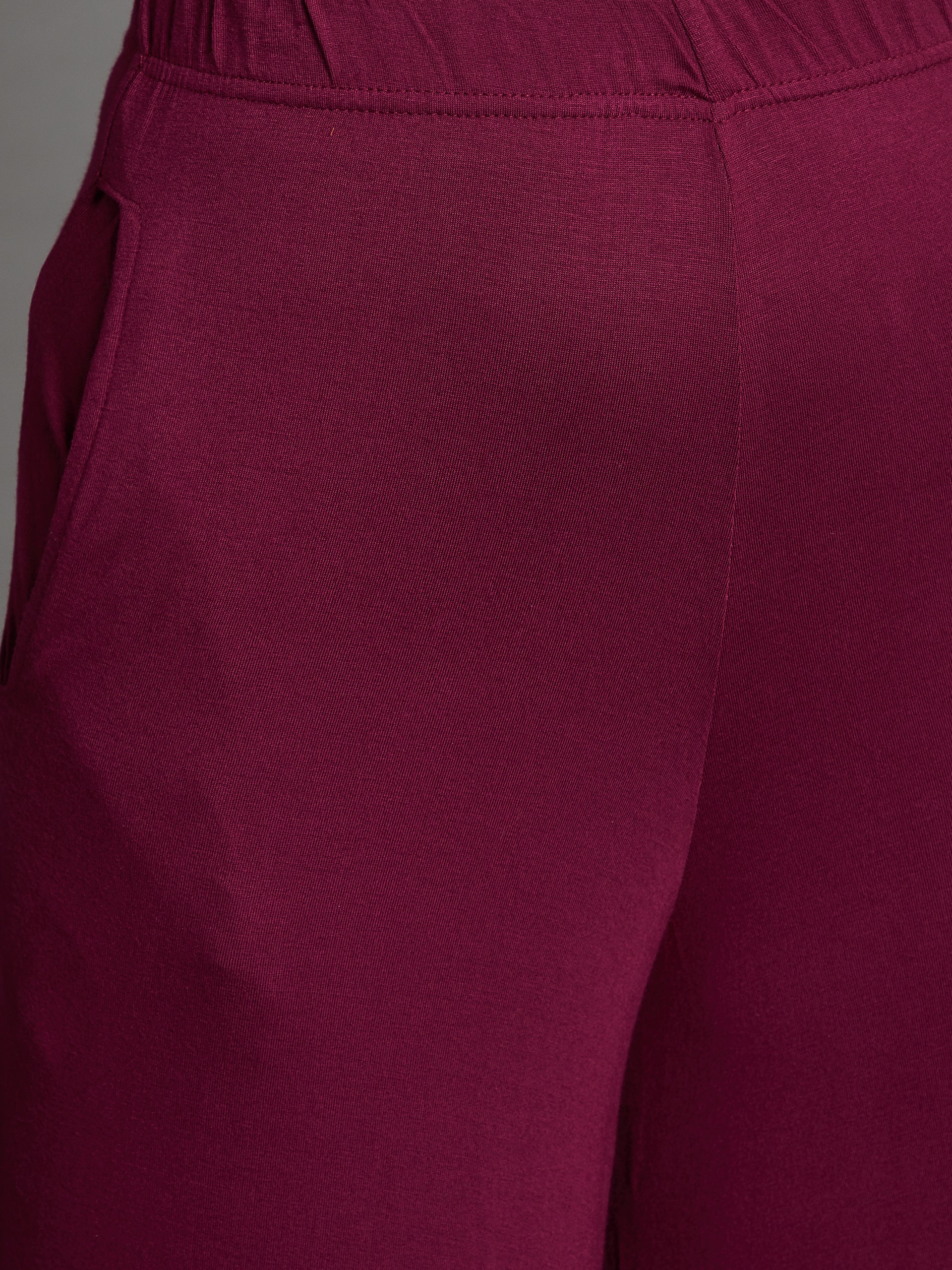Maroon Plain Viscose Palazzo