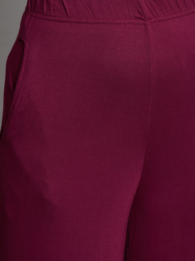Maroon Plain Viscose Palazzo