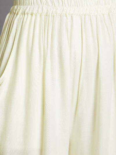 Off White Plain Rayon Palazzo
