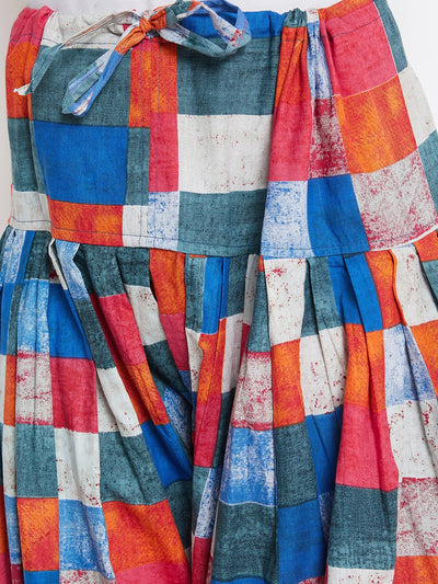 Multicolour Checks Printed Cotton Patiala with Dupatta