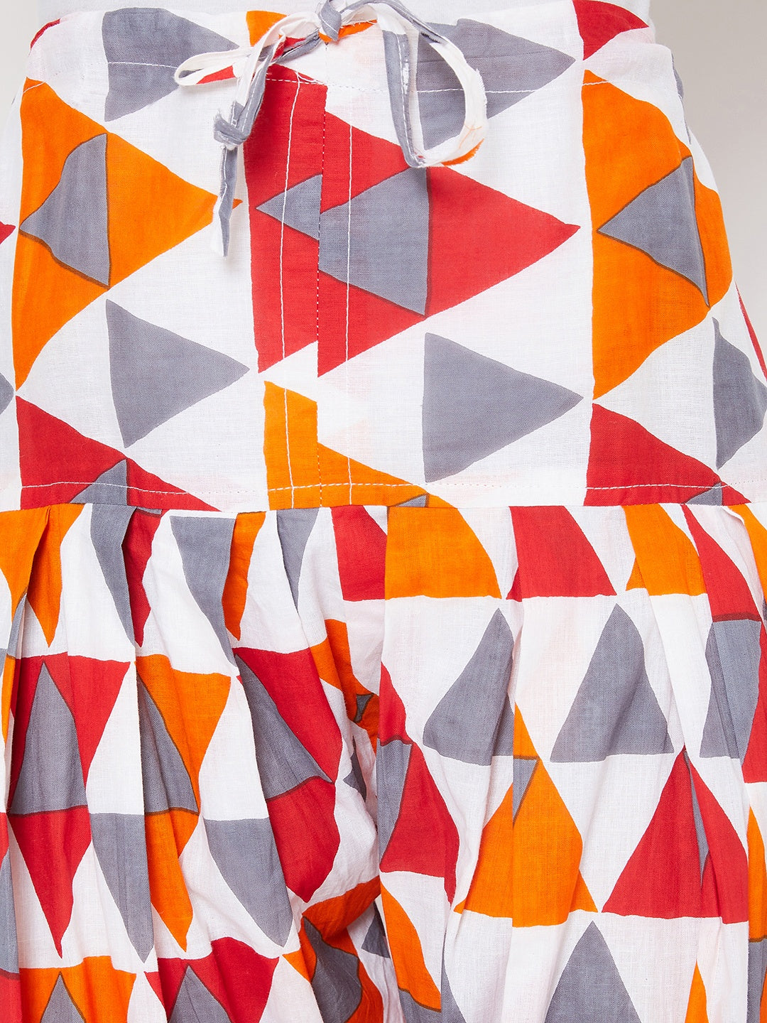 Multicolour Geometric Pattern Printed Cotton Patiala with Dupatta