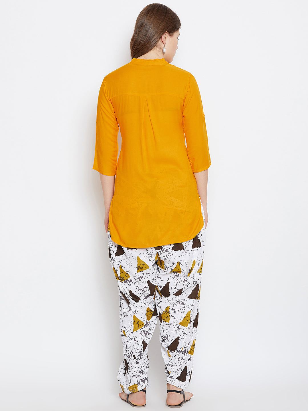 Vector Print Patiala with Mustard Kurti Set