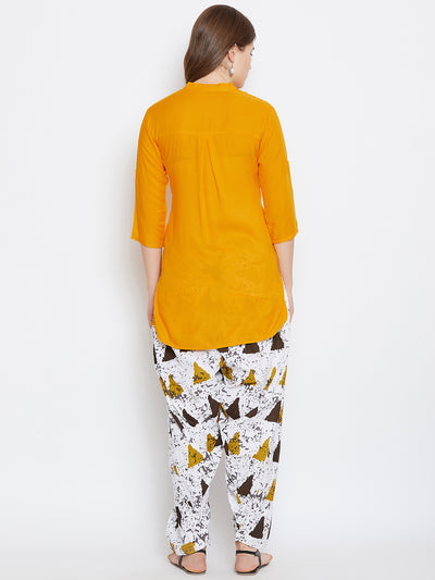 Vector Print Patiala with Mustard Kurti Set