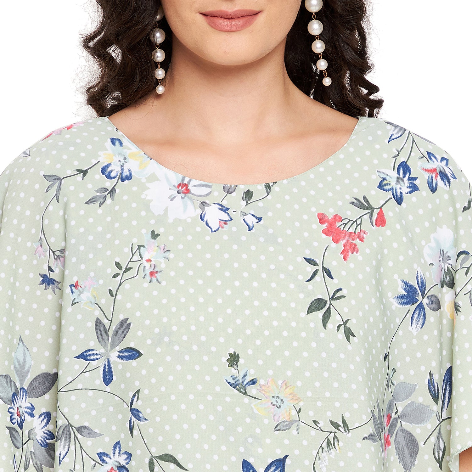 Floral Polka Cape Midi Dress