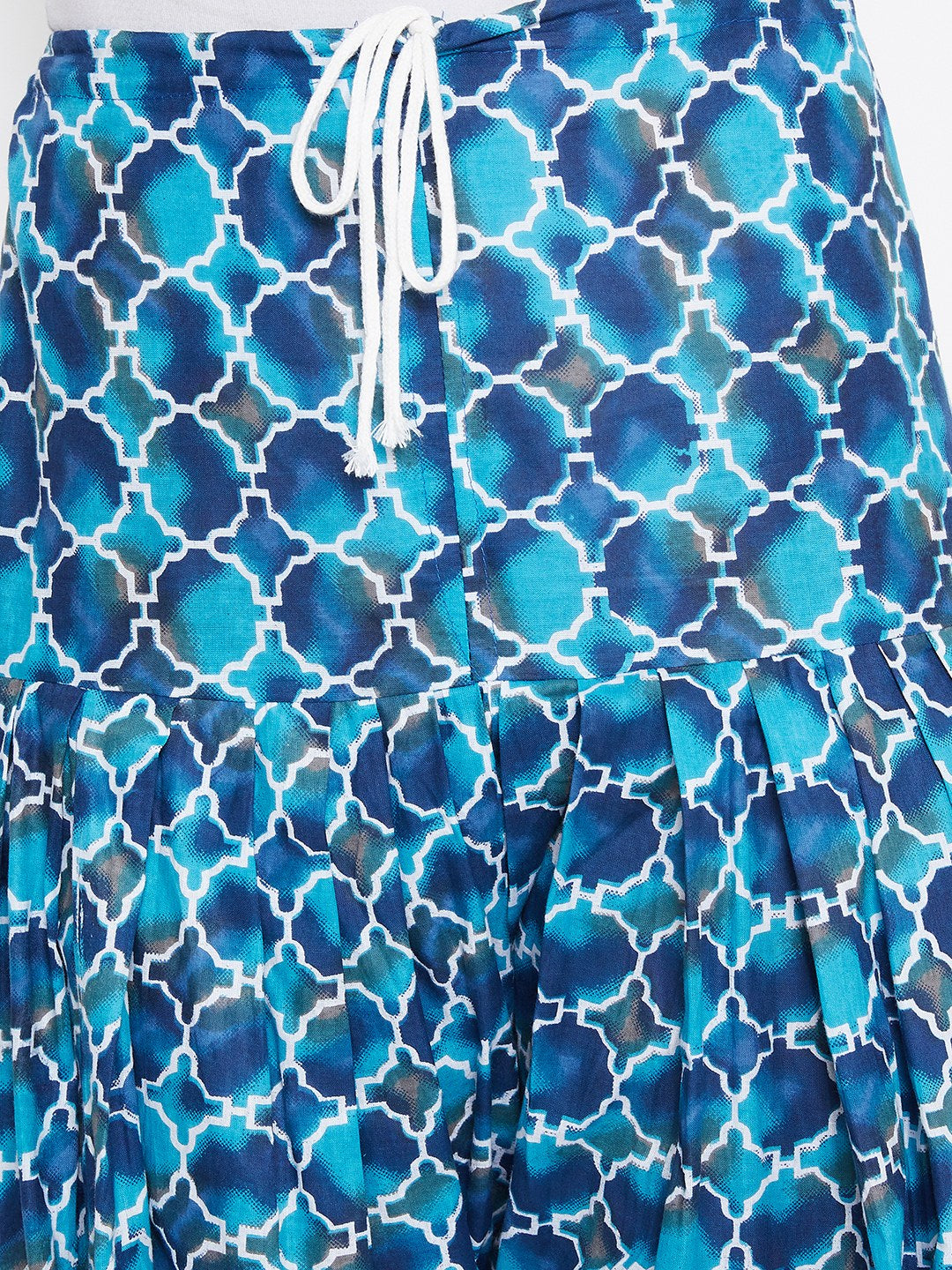 Blue Agate Printed Cotton Patiala with Dupatta