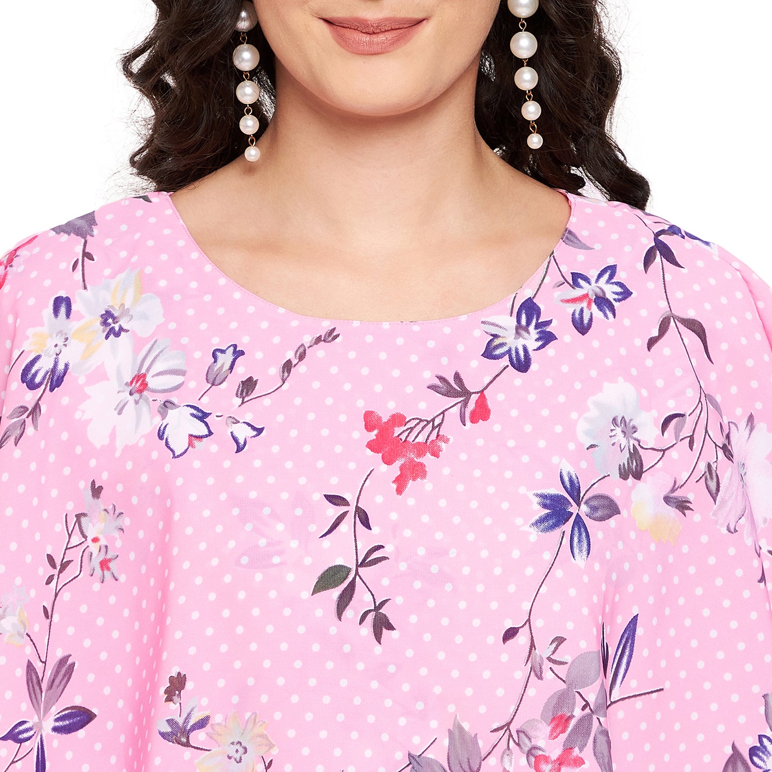 Floral Polka Cape Midi Dress