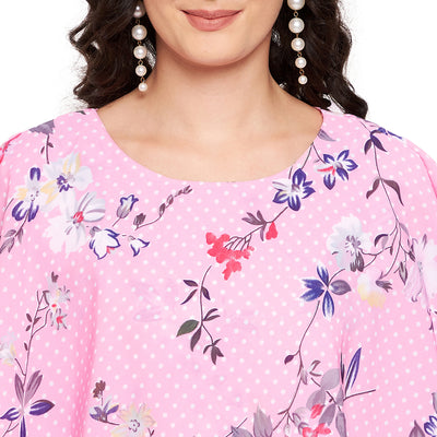 Floral Polka Cape Midi Dress
