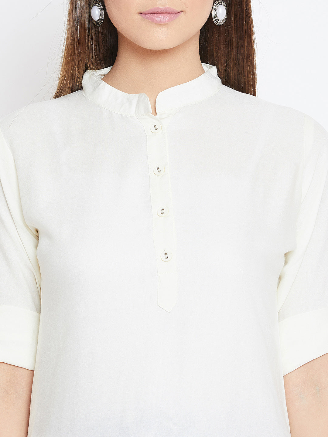 White Solid Color Kurti