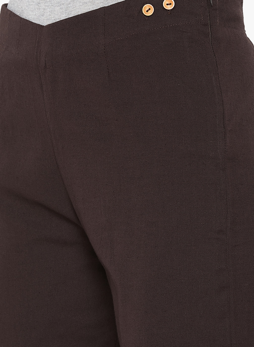 Brown Cotton Slub Pants