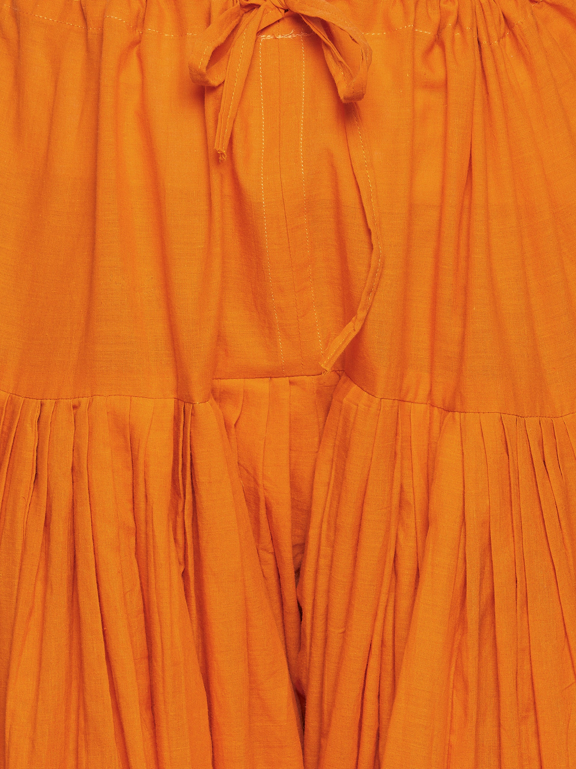 Orange Cotton Plain Patiala with Dupatta