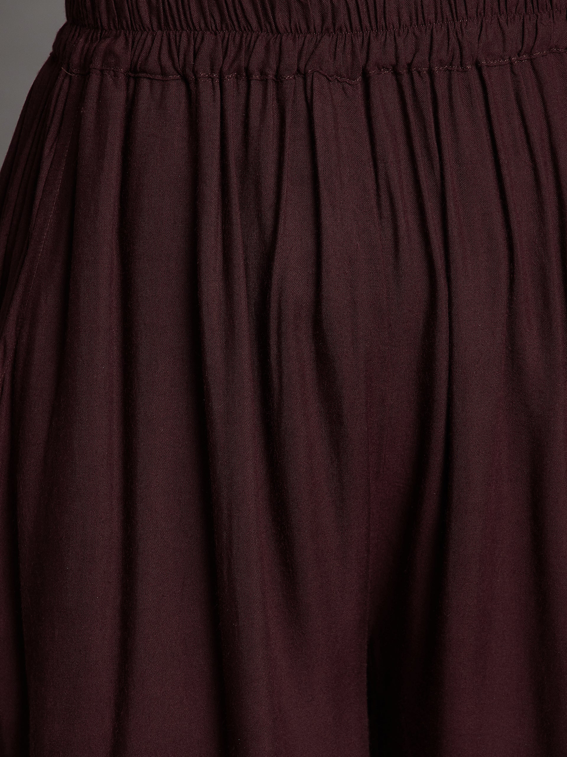 Brown Plain Rayon Palazzo