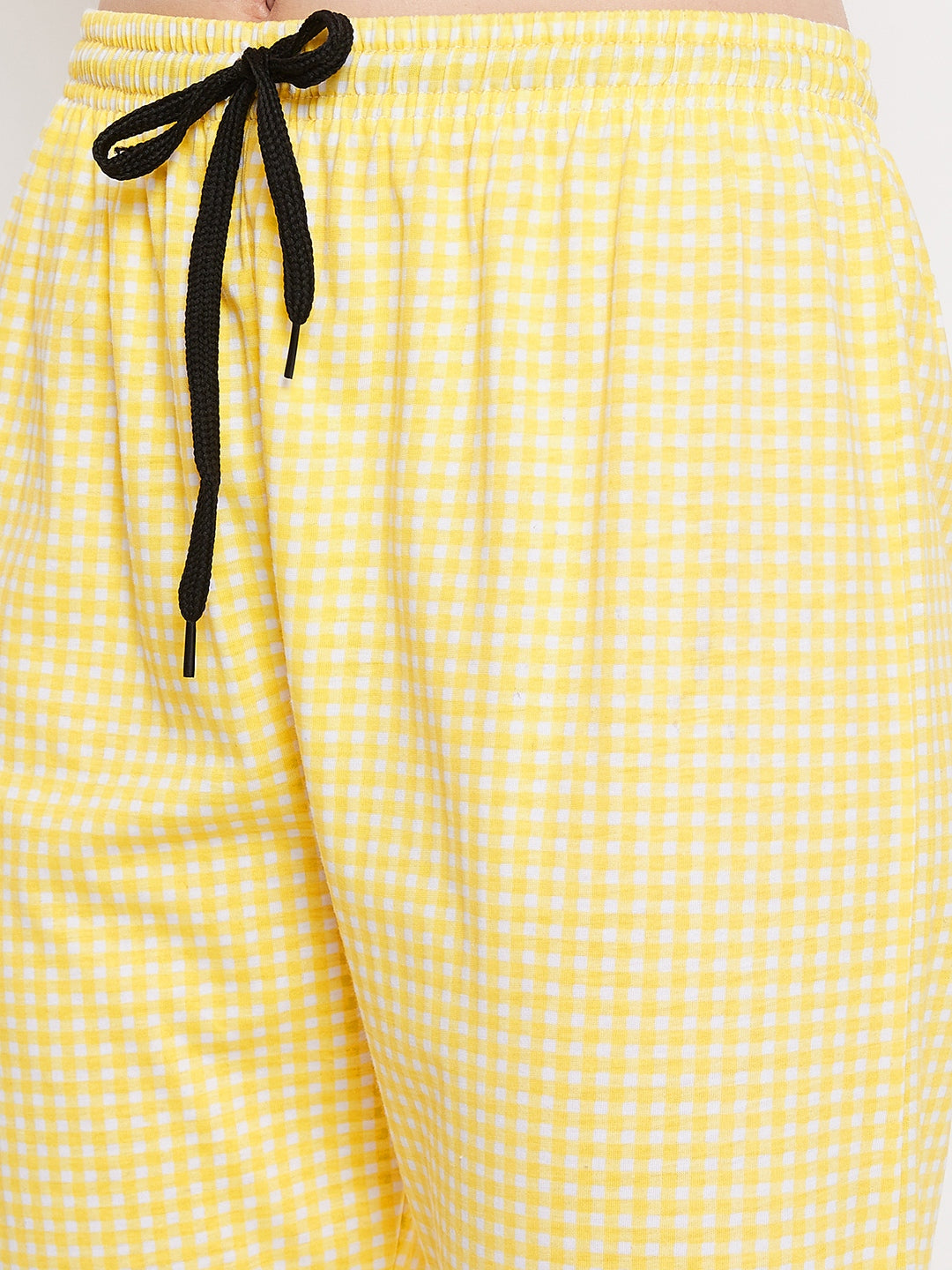 Women's Yellow Checks Printed Pajama
