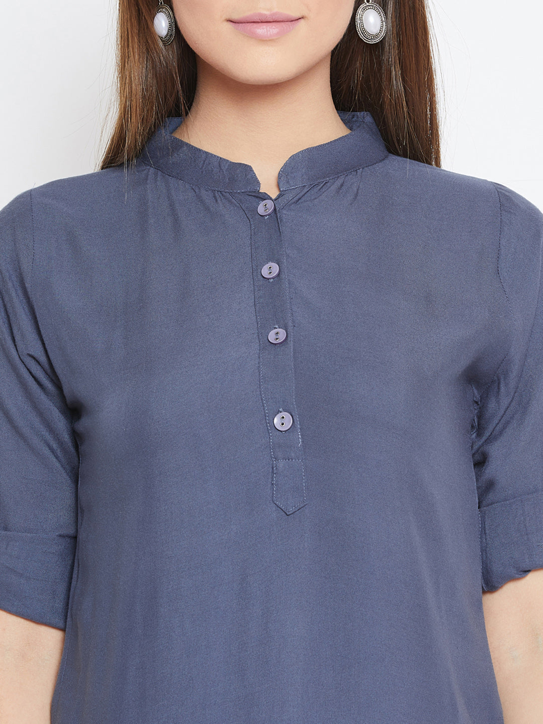 Light Grey Solid Color Kurti