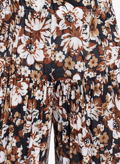 Brown Floral Printed Dhoti