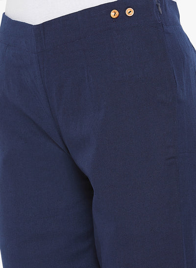 Navy Blue Cotton Slub Pants