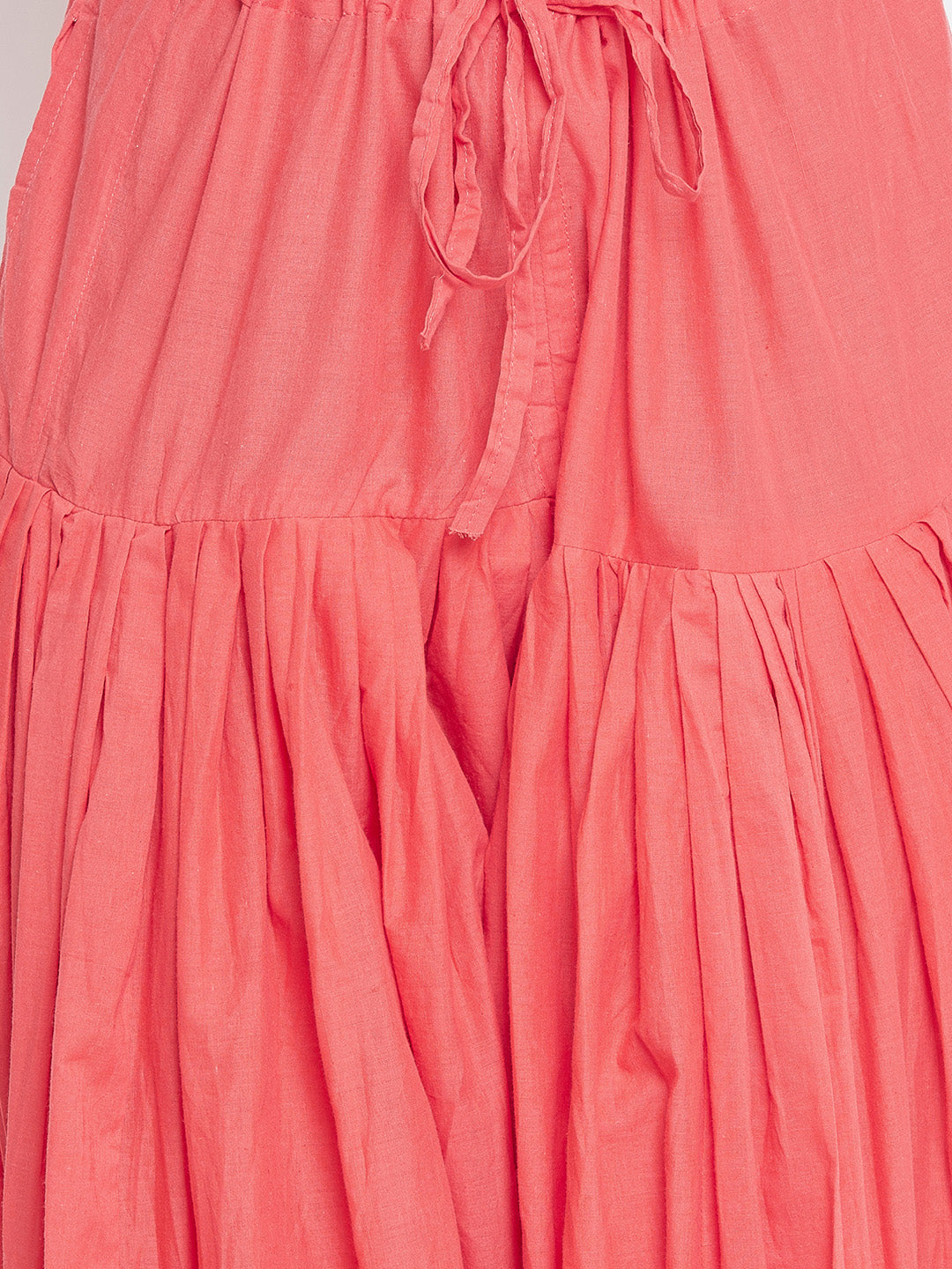 Peach Cotton Plain Patiala with Dupatta