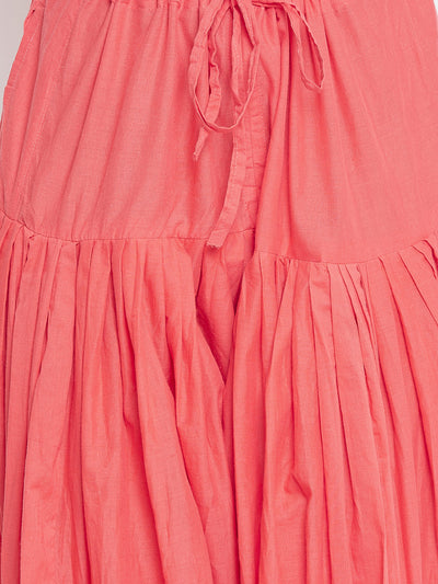 Peach Cotton Plain Patiala with Dupatta