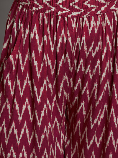 Maroon Chevron Printed Palazzo