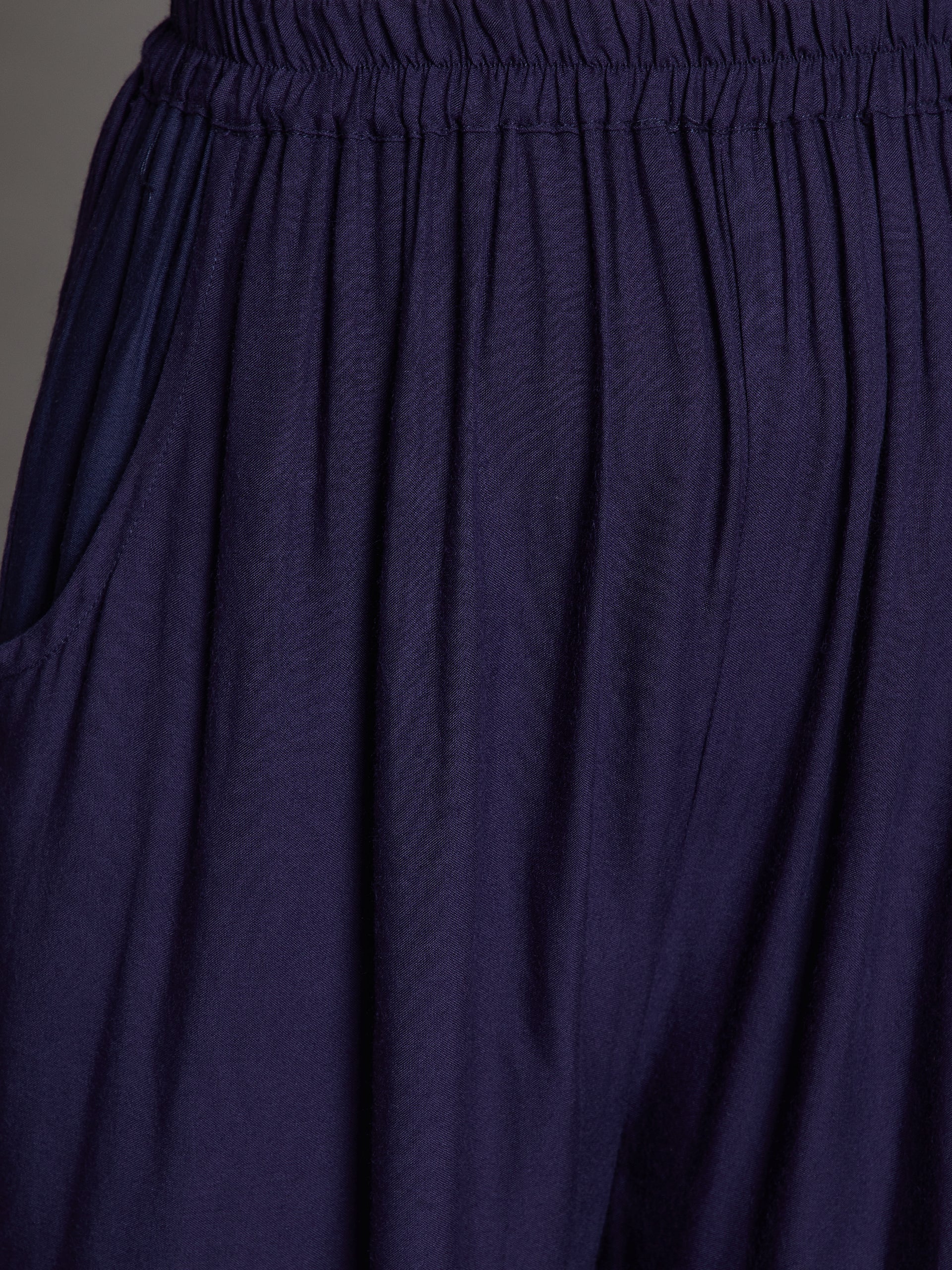 Navy Blue Plain Rayon Palazzo