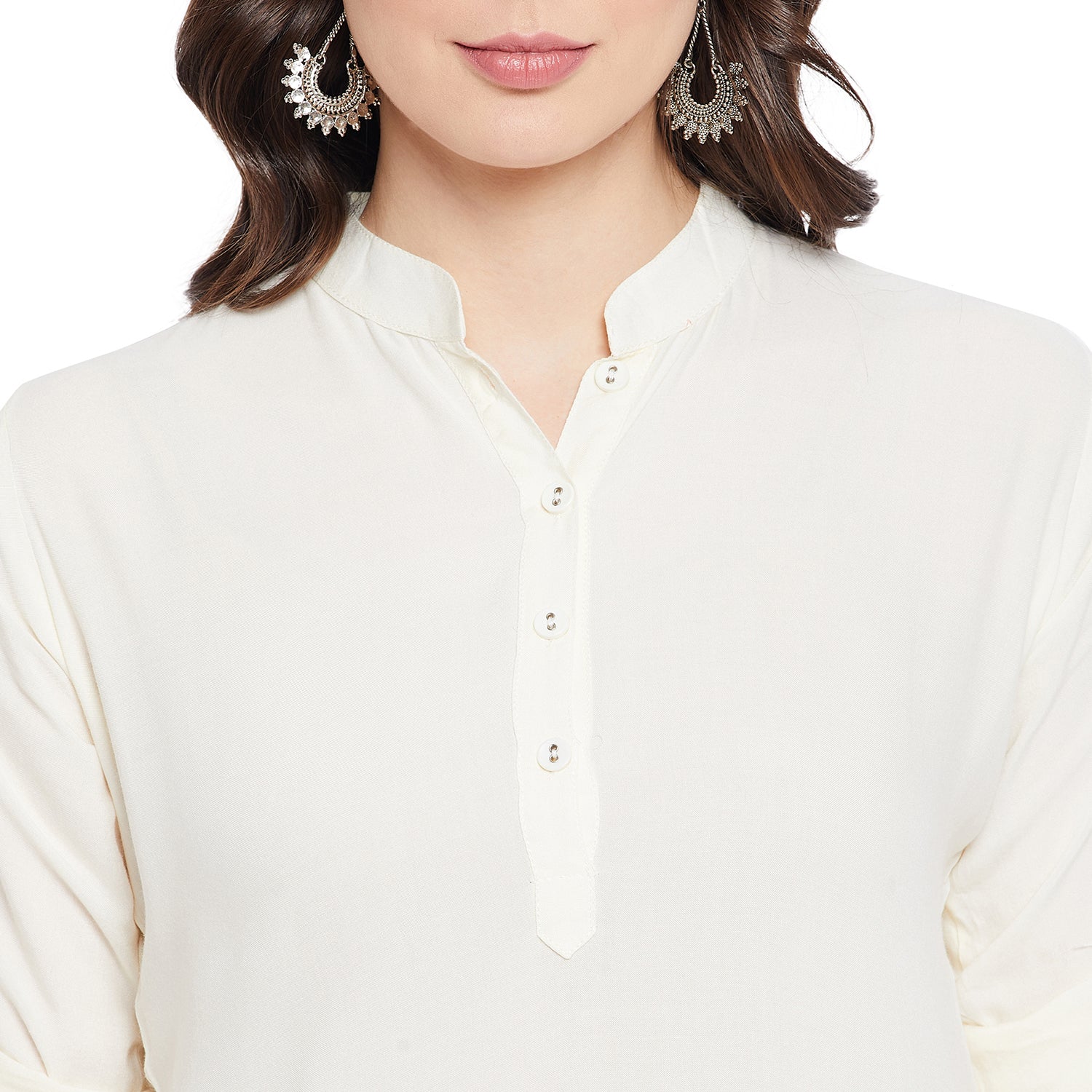 Cream Solid Color Kurti