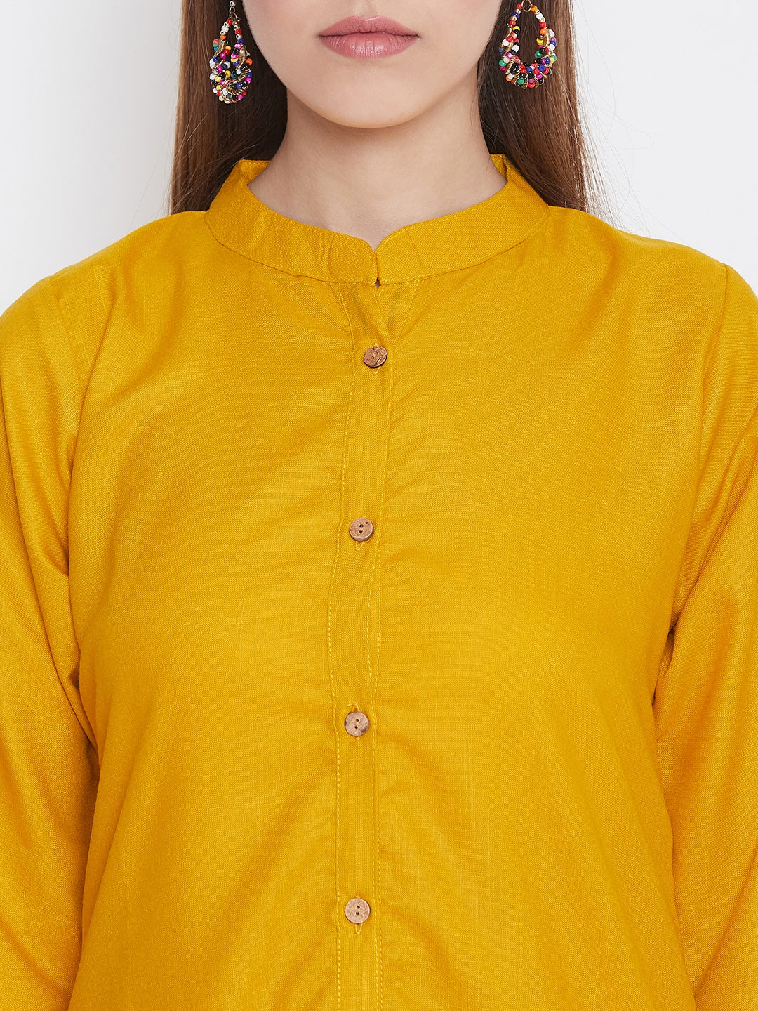 Mustard Yellow Solid Kurti