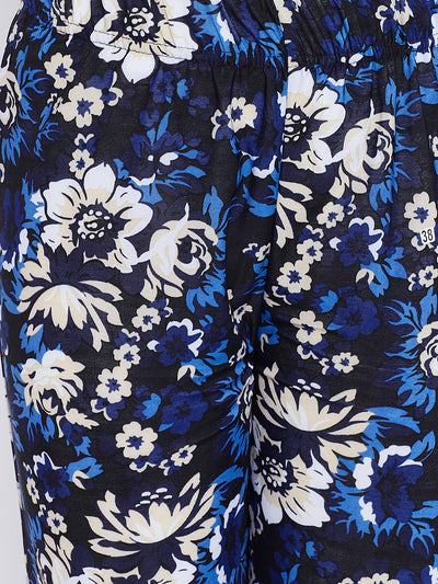 Blue Floral Printed Palazzo