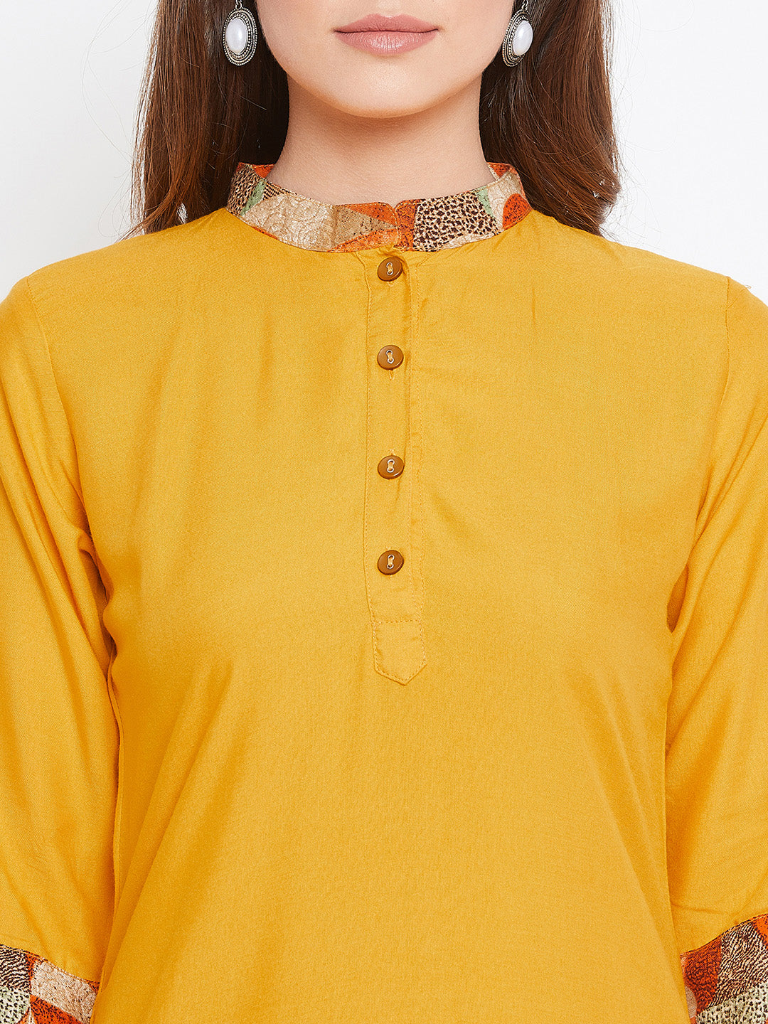 Mango Yellow with Geometric Print Dhoti Set