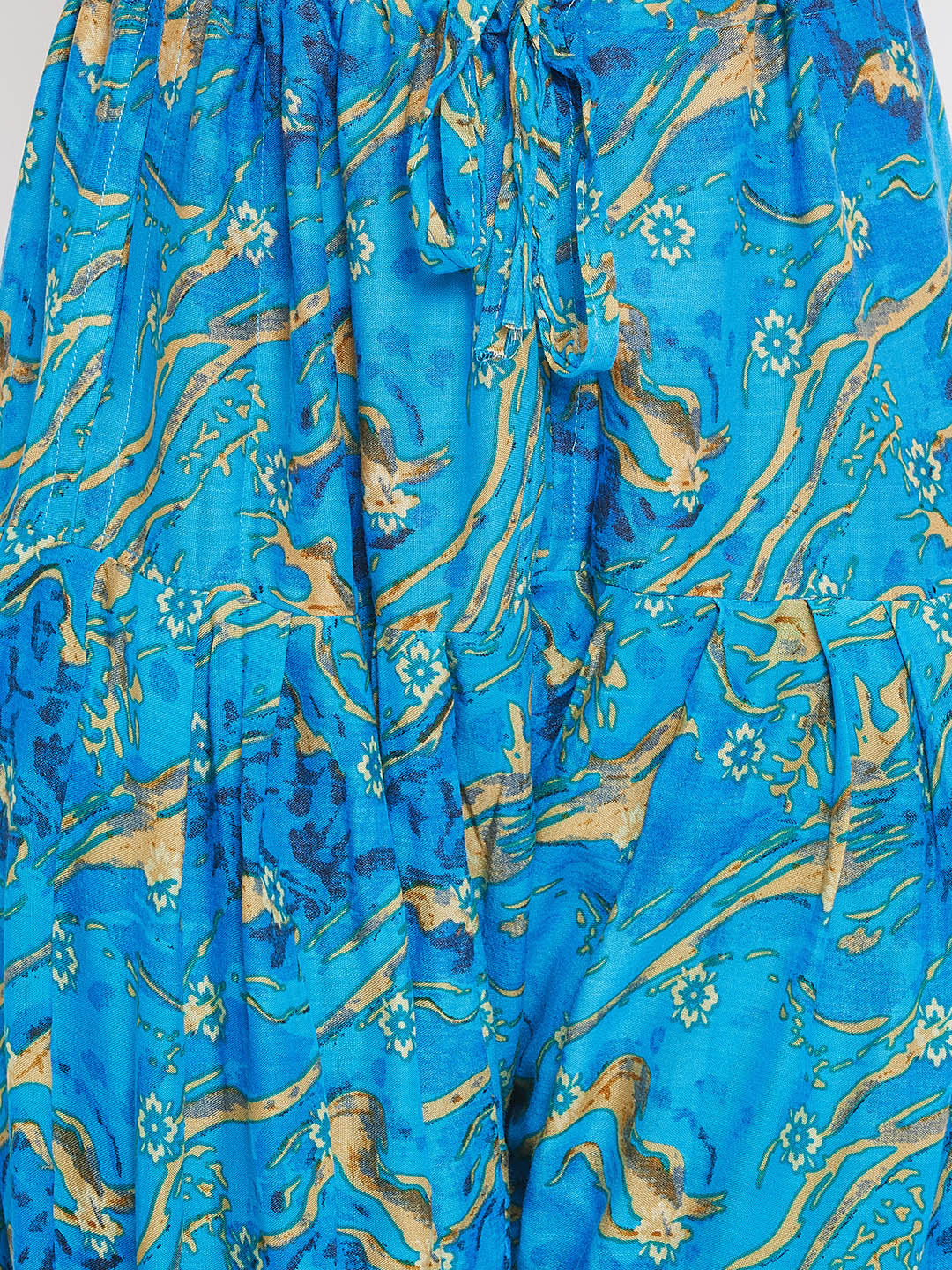 Blue Marble Pattern Printed Rayon Patiala with Dupatta