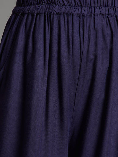 Navy Blue Embroidery Palazzo