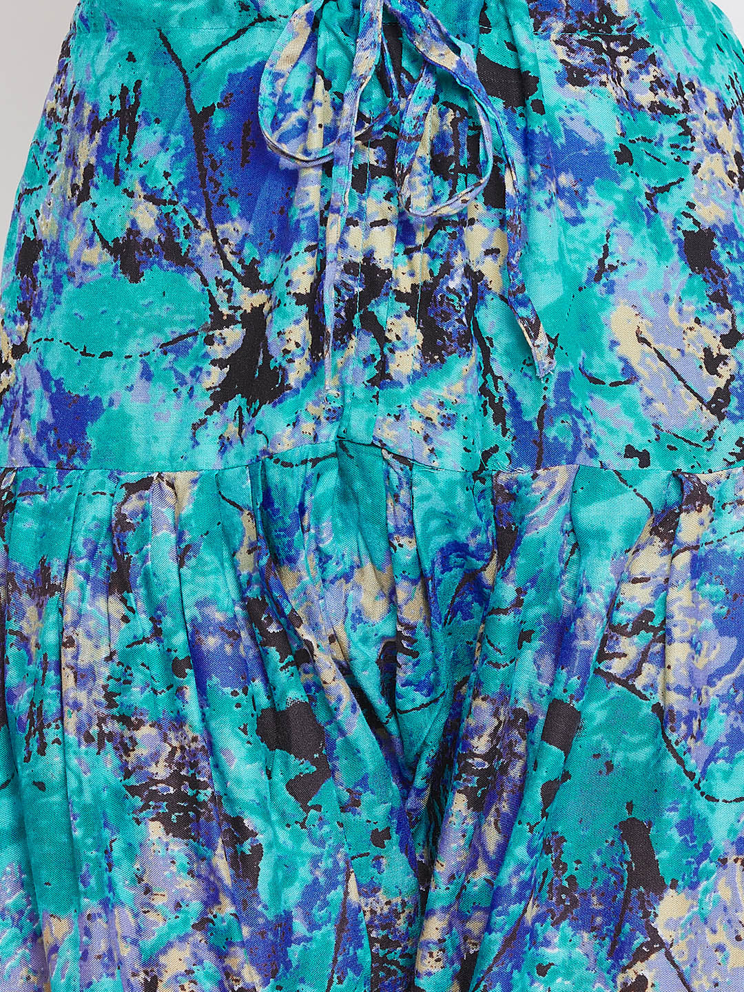 Blue Abstract Print Rayon Patiala with Dupatta
