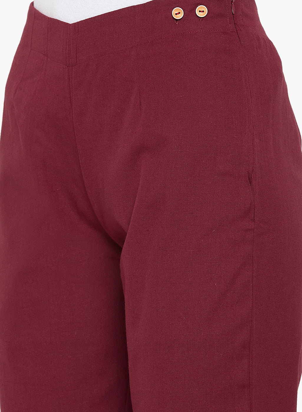 Maroon Cotton Slub Pants