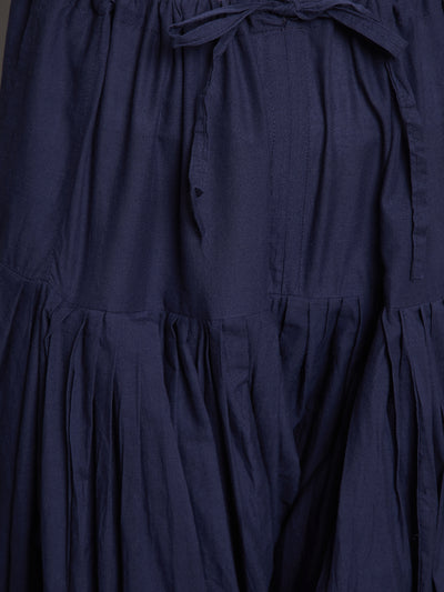 Navy Blue Cotton Plain Patiala with Dupatta