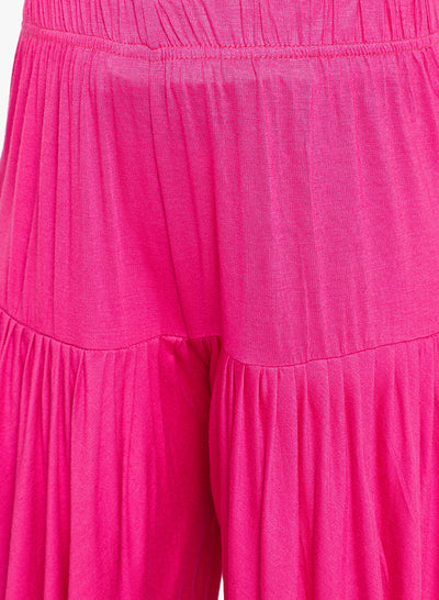 Dark Pink Viscose Dhoti Pants