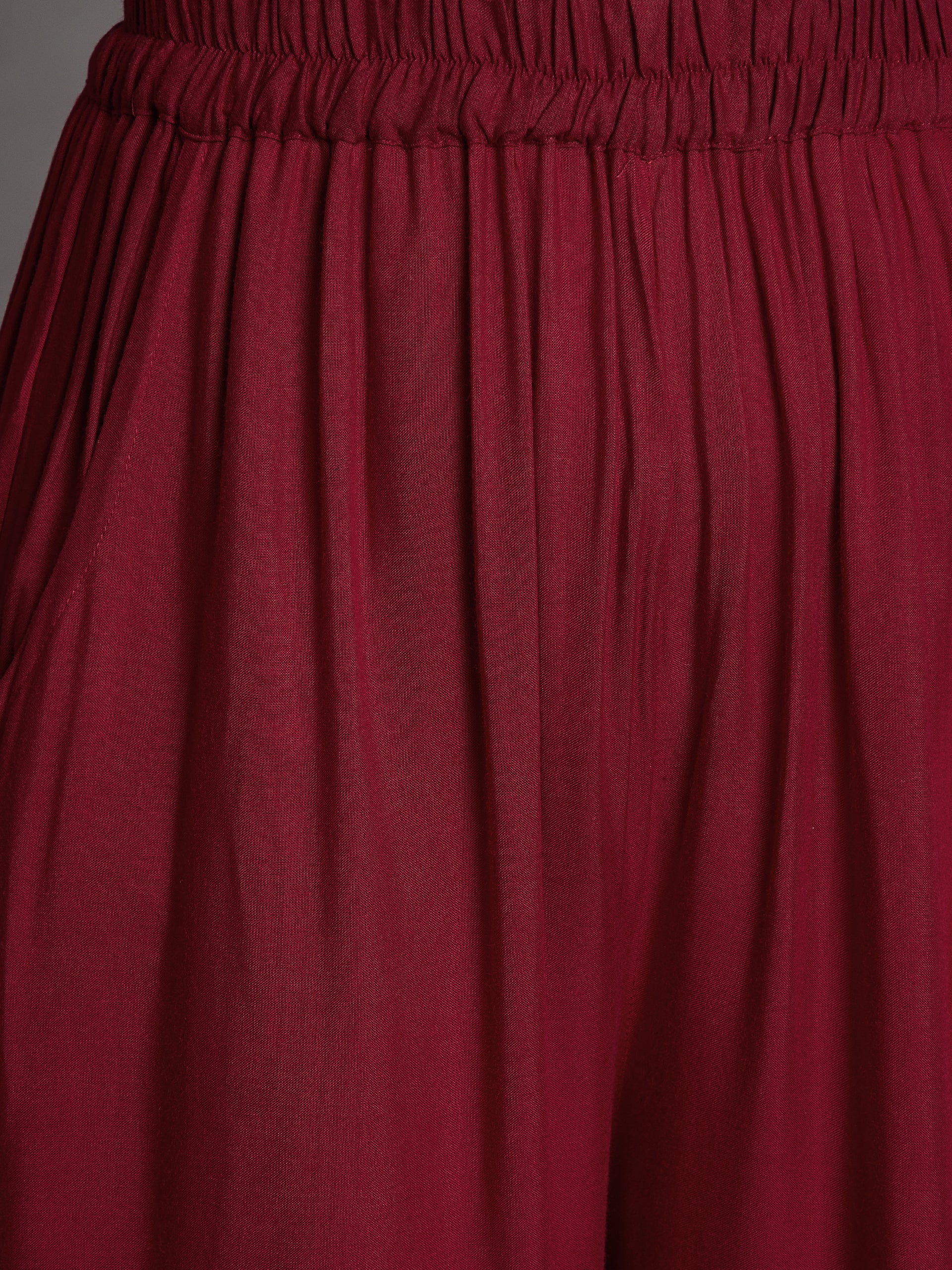 Plum Maroon Embroidery Palazzo