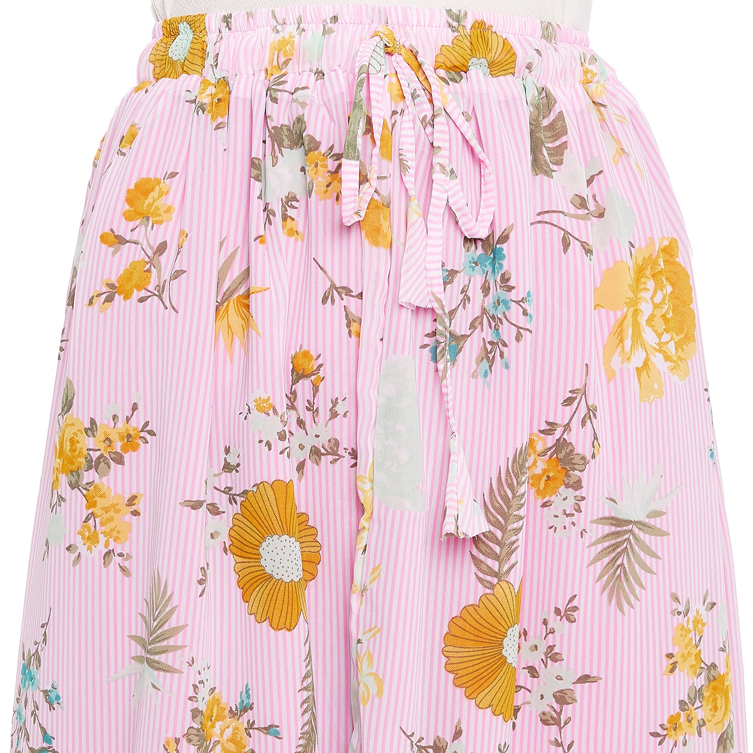 Double Frill Pink Floral Skirt