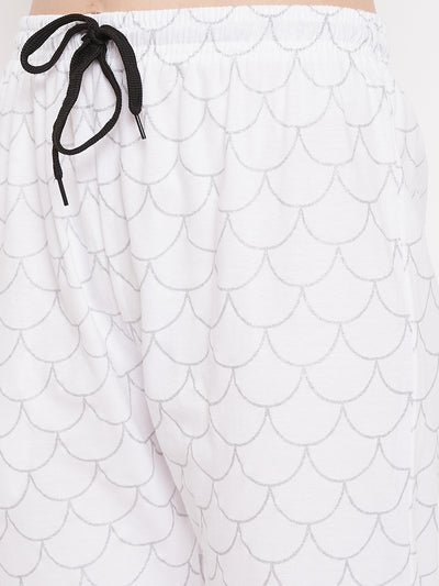 Women's White Mermaid Printed Pajama