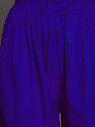 Royal Blue Plain Rayon Palazzo