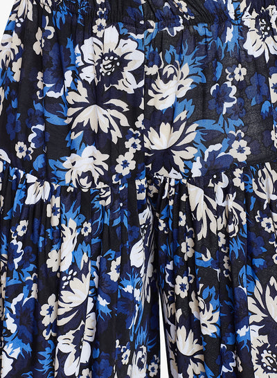 Blue Floral Printed Dhoti