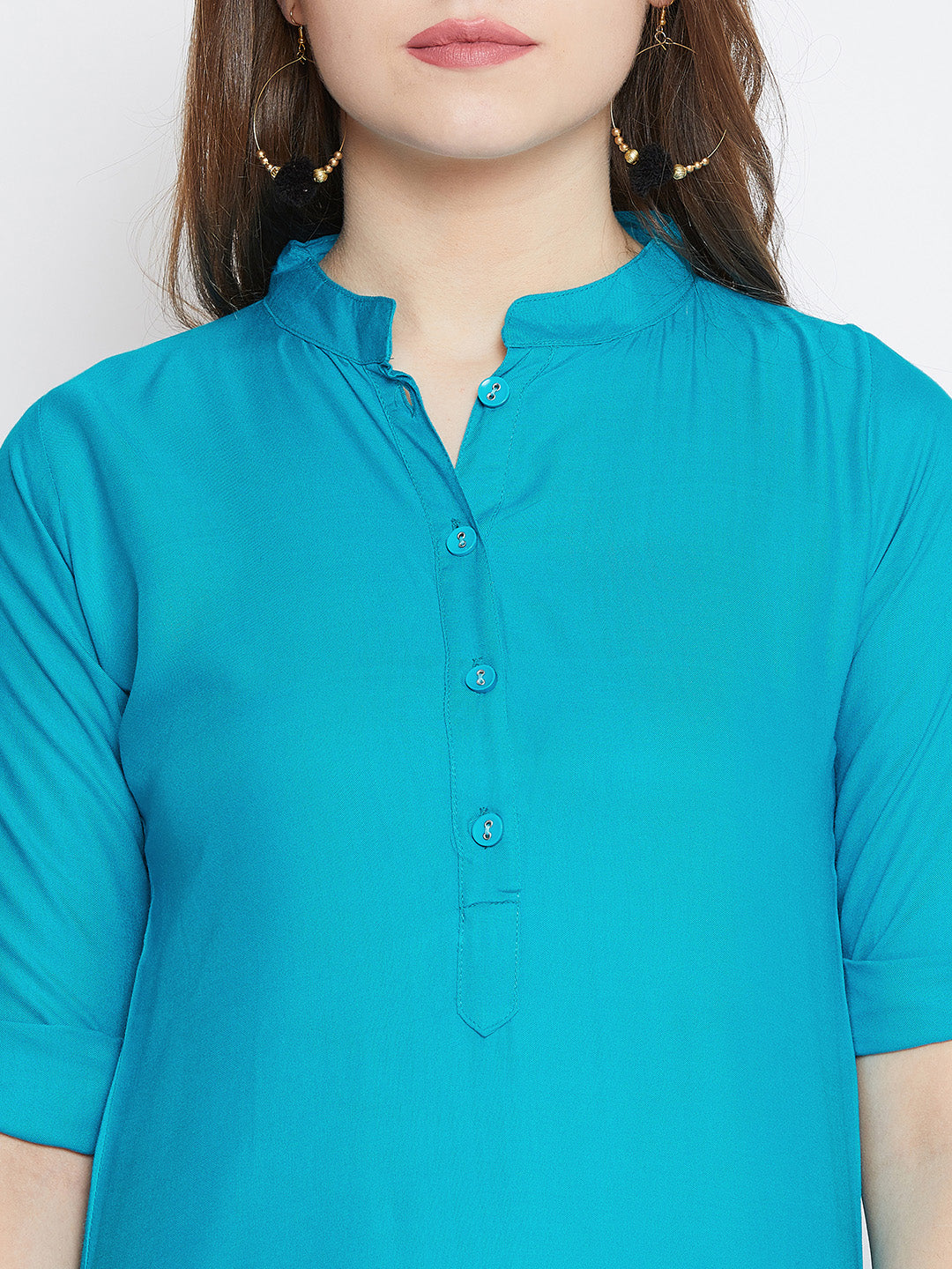 Turquoise Solid Color Kurti