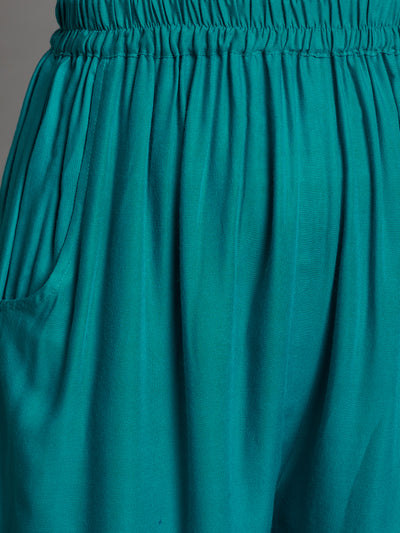 Rama Green Plain Rayon Palazzo