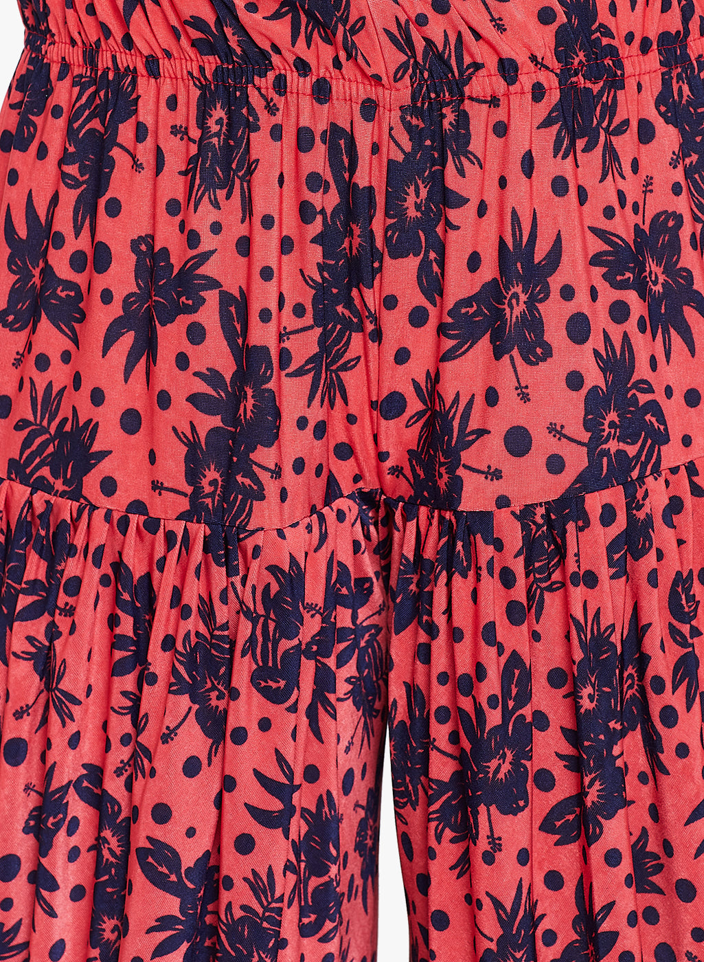 Peach Polka Floral Printed Dhoti