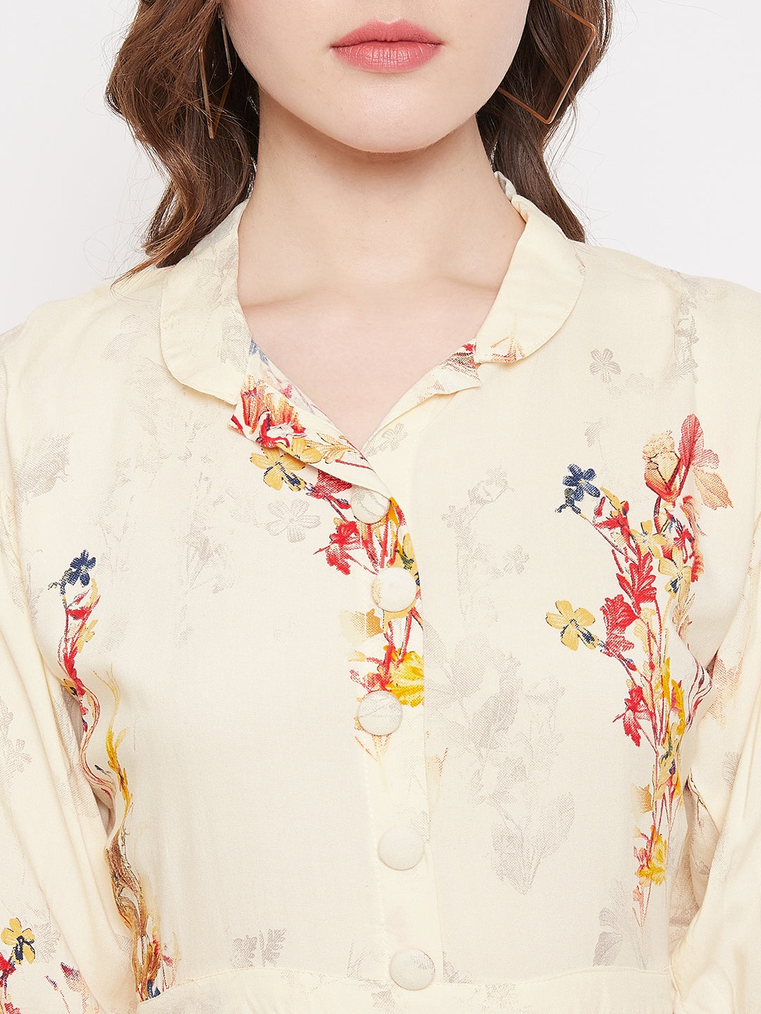 Womens rayon printed dress with matching mask